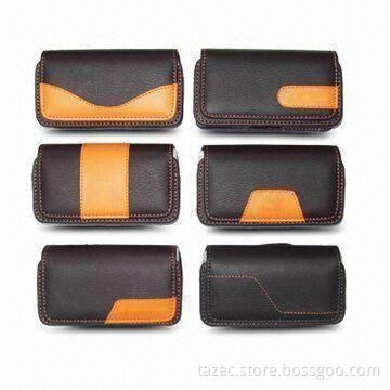 Mobile Phone Case, Made of Leather or PU, with Sewing Design, Available in Various Sizes and Colors